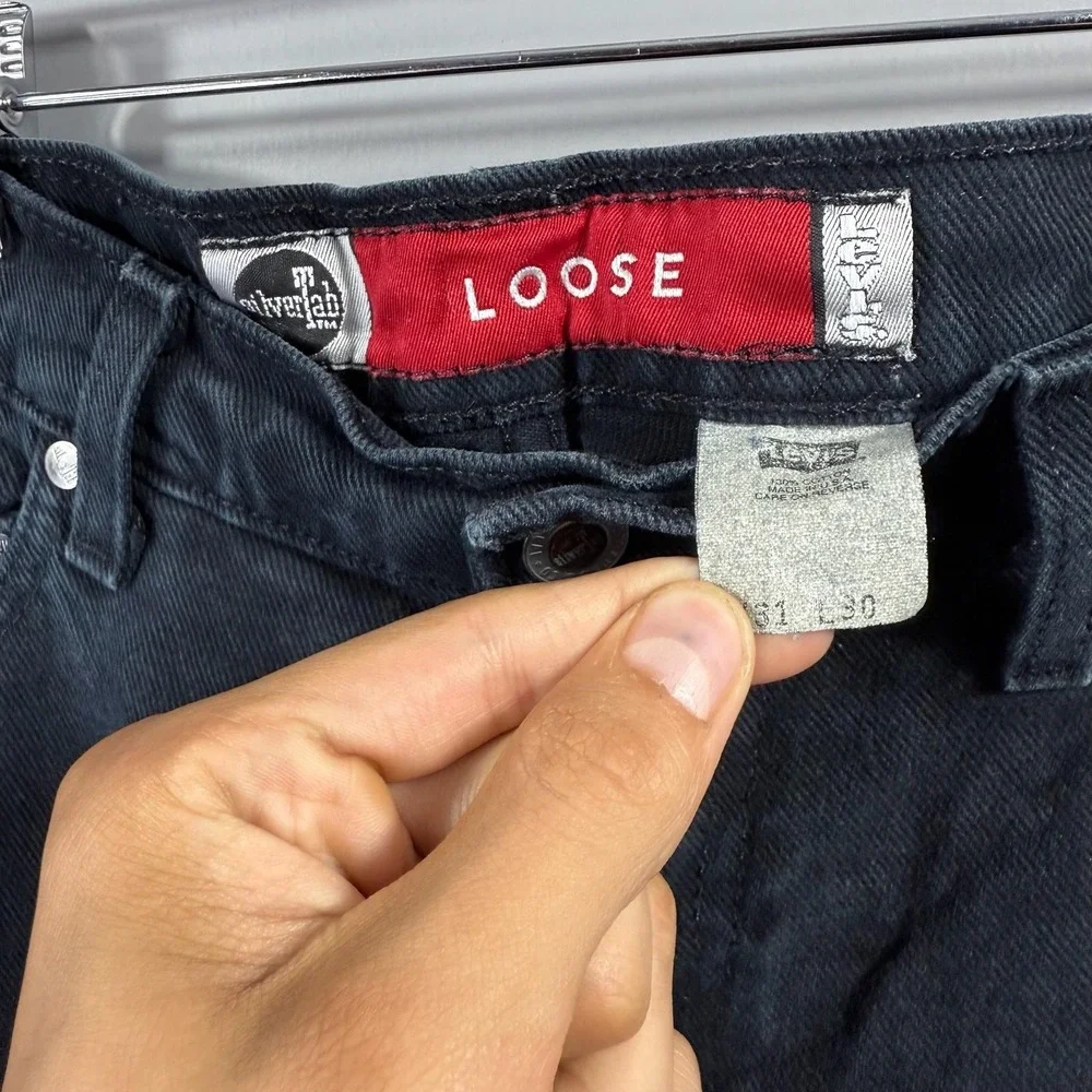 Levis Silvertab Loose Jeans Mens 31x30 Black Dark Wash Relaxed Straight Denim